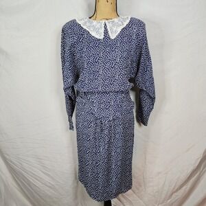 Vtg ALL THAT JAZZ Size 3/4 Lace Collar Prairie Cottagecore Ditsy Floral Dress